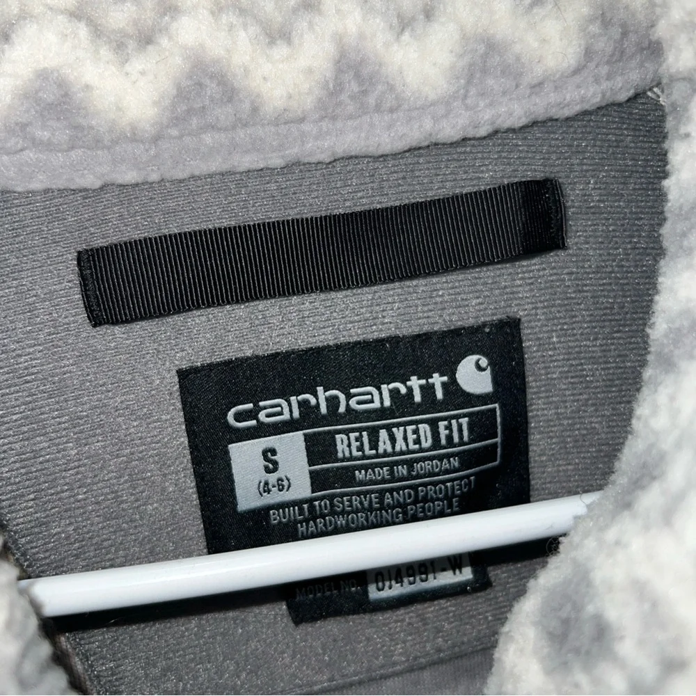 Carhartt Pile Fleece Jacket Relaxed Fit Pullover Quarter Snap Aztec Women Small - Picture 5 of 8